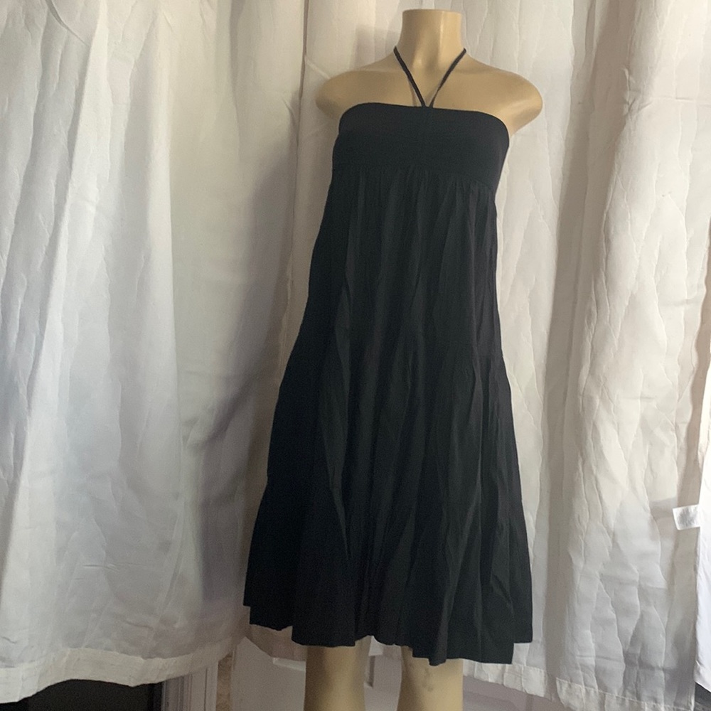 Theory Linen Viscose Elastane Tiered Halter Midi … - image 1